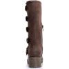 GLOBALWIN Chunky Mid Calf Fashion Dressy Motocycle Biker Military Style Combat Boots for Women Low Heel(23yy11 Brown)