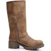 GLOBALWIN Chunky Mid Calf Fashion Dressy Motocycle Biker Military Style Combat Boots for Women Low Heel(23yy11 Camel)