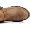 GLOBALWIN Chunky Mid Calf Fashion Dressy Motocycle Biker Military Style Combat Boots for Women Low Heel(23yy11 Camel)