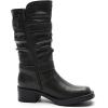 GLOBALWIN Chunky Mid Calf Fashion Dressy Motocycle Biker Military Style Combat Boots for Women Low Heel(24yy01 Brown)