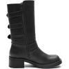 GLOBALWIN Chunky Mid Calf Fashion Dressy Motocycle Biker Military Style Combat Boots for Women Low Heel(24yy02 Distressed Brown)