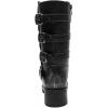 GLOBALWIN Chunky Mid Calf Fashion Dressy Motocycle Biker Military Style Combat Boots for Women Low Heel(24yy02 Distressed Silver)