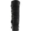 GLOBALWIN Chunky Mid Calf Fashion Dressy Motocycle Biker Military Style Combat Boots for Women Low Heel(Black)