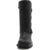 GLOBALWIN Chunky Mid Calf Fashion Dressy Motocycle Biker Military Style Combat Boots for Women Low Heel(Black)