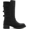 GLOBALWIN Chunky Mid Calf Fashion Dressy Motocycle Biker Military Style Combat Boots for Women Low Heel(Black)