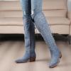 GLOBALWIN Women’s Cowboy Western Fashion Over The Knee Thigh High Cowgirl Boots Low Heel(23yy08 Denim Blue)