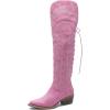 GLOBALWIN Women’s Cowboy Western Fashion Over The Knee Thigh High Cowgirl Boots Low Heel(23yy08 Pink)