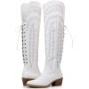 GLOBALWIN Women’s Cowboy Western Fashion Over The Knee Thigh High Cowgirl Boots Low Heel(23yy08 White)