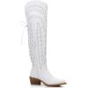 GLOBALWIN Women’s Cowboy Western Fashion Over The Knee Thigh High Cowgirl Boots Low Heel(23yy08 White)