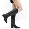 GLOBALWIN Women’s Knee High Long Pointed Toe Western Cowboy Boots For Women(23yy03 Black)