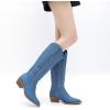 GLOBALWIN Women’s Knee High Long Pointed Toe Western Cowboy Boots For Women(23yy03 Denim Blue)