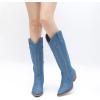 GLOBALWIN Women’s Knee High Long Pointed Toe Western Cowboy Boots For Women(23yy03 Denim Blue)