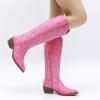 GLOBALWIN Women’s Knee High Long Pointed Toe Western Cowboy Boots For Women(23yy03 Pink)