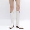 GLOBALWIN Women’s Knee High Long Pointed Toe Western Cowboy Boots For Women(23yy03 White)