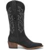 GLOBALWIN Women’s Mid Calf Western Cowboy Boots Cowgirl Boots for Women with Floral Embroidery Side Zipper Chunky Heel(23yy13 Black2)