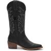 GLOBALWIN Women’s Mid Calf Western Cowboy Boots Cowgirl Boots for Women with Floral Embroidery Side Zipper Chunky Heel(23yy13 Black3)