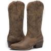 GLOBALWIN Women’s Mid Calf Western Cowboy Boots Cowgirl Boots for Women with Floral Embroidery Side Zipper Chunky Heel(23yy13 Camel)