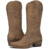 GLOBALWIN Women’s Mid Calf Western Cowboy Boots Cowgirl Boots for Women with Floral Embroidery Side Zipper Chunky Heel(23yy13 Camel2)