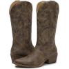GLOBALWIN Women’s Mid Calf Western Cowboy Boots Cowgirl Boots for Women with Floral Embroidery Side Zipper Chunky Heel(23yy13 Dark Brown)