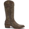 GLOBALWIN Women’s Mid Calf Western Cowboy Boots Cowgirl Boots for Women with Floral Embroidery Side Zipper Chunky Heel(23yy13 Dark Brown)