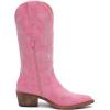 GLOBALWIN Women’s Mid Calf Western Cowboy Boots Cowgirl Boots for Women with Floral Embroidery Side Zipper Chunky Heel(23yy13 Pink)