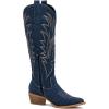 GLOBALWIN Women’s The Western Cowboy Cowgirl Embroidered Knee High Boots(23yy12 Dark Denim)