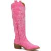 GLOBALWIN Women’s The Western Cowboy Cowgirl Embroidered Knee High Boots(23yy12 Pink)