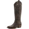 GLOBALWIN Women’s The Western Cowboy Cowgirl Embroidered Knee High Boots(23yy12-12 Brown)