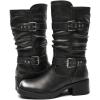 GLOBALWIN Chunky Mid Calf Fashion Dressy Motocycle Biker Military Style Combat Boots for Women Low Heel(24yy01 Silver)