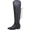 GLOBALWIN Women’s Cowboy Western Fashion Over The Knee Thigh High Cowgirl Boots Low Heel(23yy08 Black)