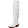 GLOBALWIN Women’s Cowboy Western Fashion Over The Knee Thigh High Cowgirl Boots Low Heel(23yy08 White)