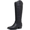 GLOBALWIN Women’s Knee High Long Pointed Toe Western Cowboy Boots For Women(23yy03 Black2)