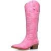 GLOBALWIN Women’s Knee High Long Pointed Toe Western Cowboy Boots For Women(23yy03 Pink)