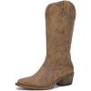 GLOBALWIN Women’s Mid Calf Western Cowboy Boots Cowgirl Boots for Women with Floral Embroidery Side Zipper Chunky Heel(23yy13 Camel2)
