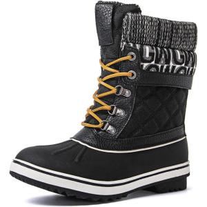 GLOBALWIN Women’s Waterproof Winter Boots Snow Boots For Women(1910 Black/Prints)