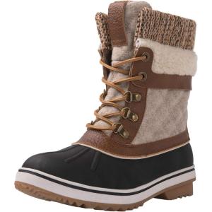 GLOBALWIN Women’s Waterproof Winter Boots Snow Boots For Women(1910 Brown/Beige)