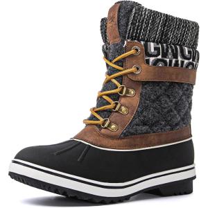GLOBALWIN Women’s Waterproof Winter Boots Snow Boots For Women(1910 Brown/Prints)