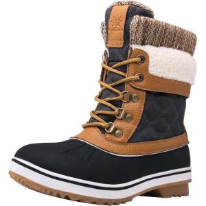GLOBALWIN Women’s Waterproof Winter Boots Snow Boots For Women(1910 Camel/Dk.grey)