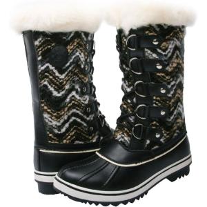 kingshow Globalwin Women’s Winter Snow Boots(Black/White)