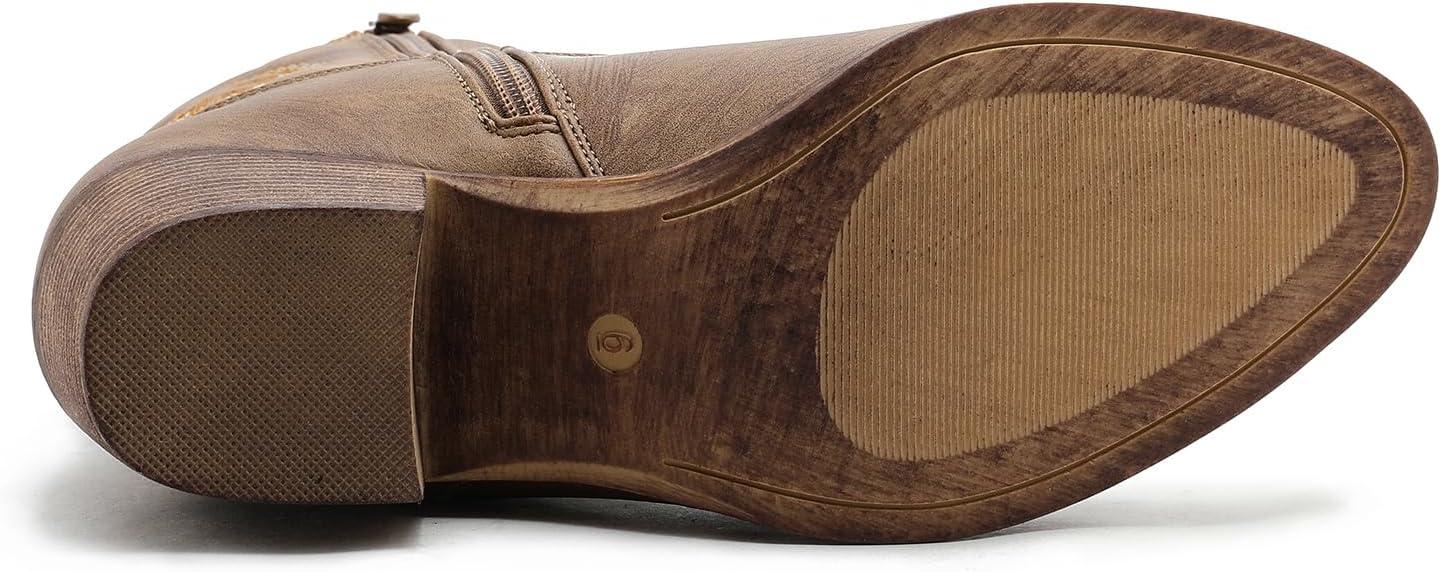 imageGLOBALWIN Womens Cowgirl Boots Ankle Brown Cowboy Boots With Embroidered Stitching Low Heel Comfortable Western Boots For Country Outfits25yy04 Camel