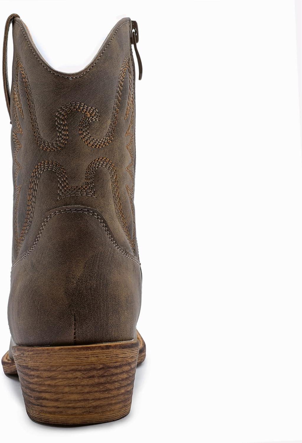 imageGLOBALWIN Womens Mid Calf The Western Cowboy Boots Fashion Cowgirl Boots For Women Low Heel25yy01brown