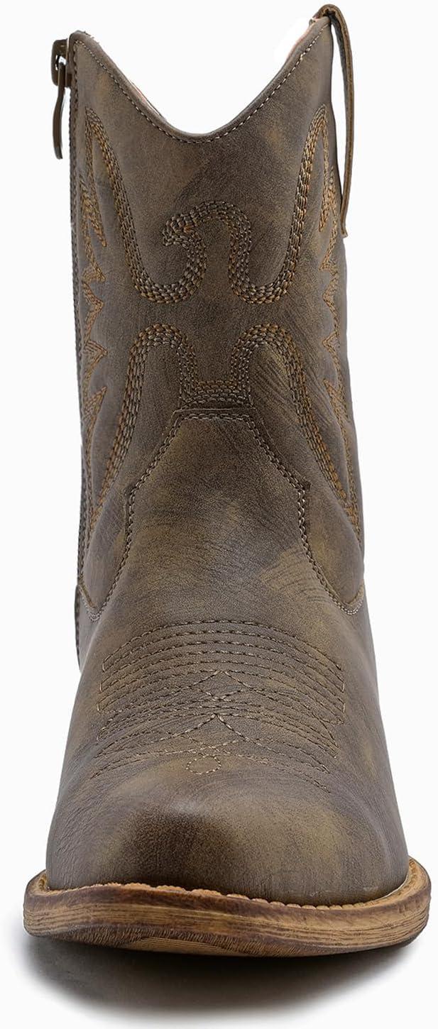 imageGLOBALWIN Womens Mid Calf The Western Cowboy Boots Fashion Cowgirl Boots For Women Low Heel25yy01brown