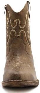 imageGLOBALWIN Womens Mid Calf The Western Cowboy Boots Fashion Cowgirl Boots For Women Low HeelCamel