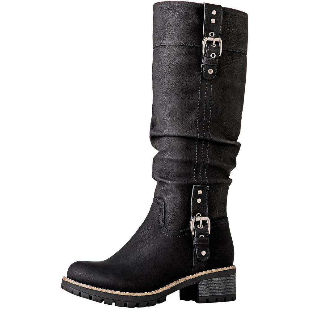 imageGLOBALWIN Womens Chunky Low Heels Boots Knee High Boots For Women19yy15 Black