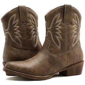 imageGLOBALWIN Womens Mid Calf The Western Cowboy Boots Fashion Cowgirl Boots For Women Low HeelCamel