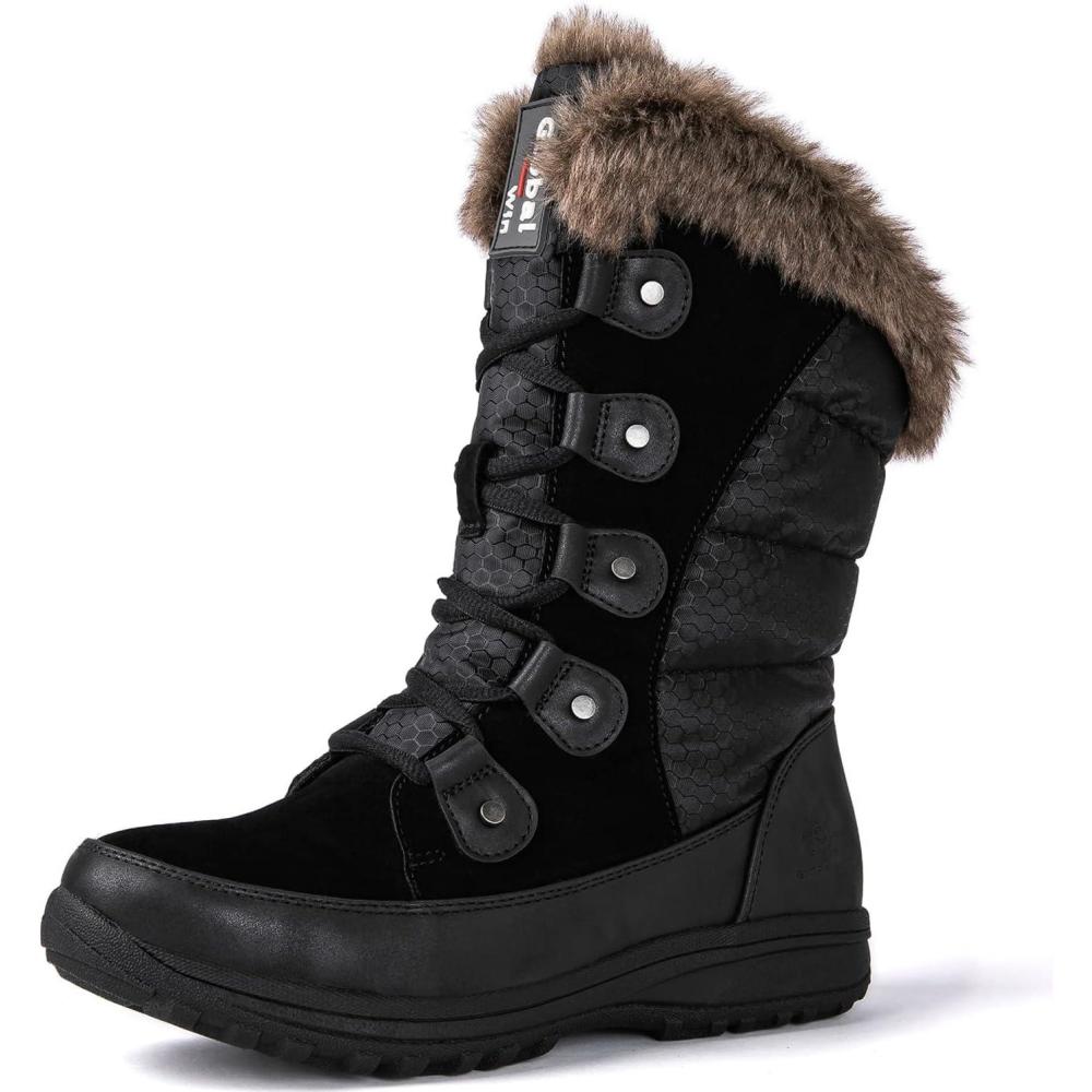 imageGLOBALWIN Womens Snow Boots Waterproof MidCalf Winter Boots with Thermal Fleece Lining Insulated Cold Weather Protection and NonSlip Sole for Snowy Commutes1817 Black4