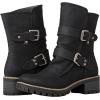 GLOBALWIN Lace up Mid Calf Motorcycle Fashion Festival Boots Combat Riding Military Boots for Women(19yy19black)