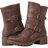 GLOBALWIN Lace up Mid Calf Motorcycle Fashion Festival Boots Combat Riding Military Boots for Women(19yy19brown)