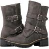 GLOBALWIN Lace up Mid Calf Motorcycle Fashion Festival Boots Combat Riding Military Boots for Women(19yy19grey)