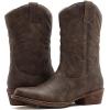 GLOBALWIN Square Toe Black Cowboy Boots For Women Cowgirl Western Boots With Low Heel Size 10M(25yy02brown)